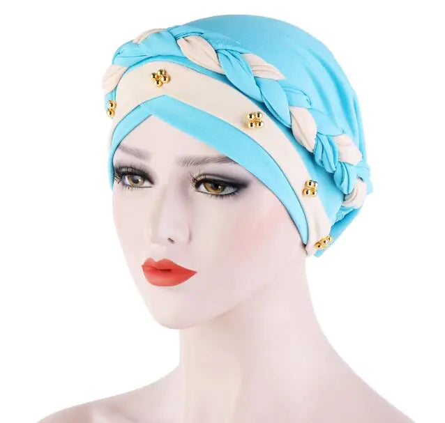 Multi-color Crystal Three-layer Hemp Turban Hat