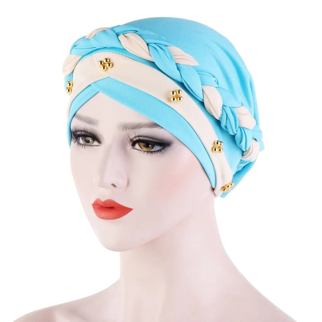 Multi-color Crystal Three-layer Hemp Turban Hat