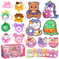 KIZZYEA 28 Packs Valentines Day Cards for Kids School with Animal Donut Keychains Valentines Day Gifts for Kids Valentines Classroom Exchange Prizes for Boys Girls Ideal Valentines Party Favors