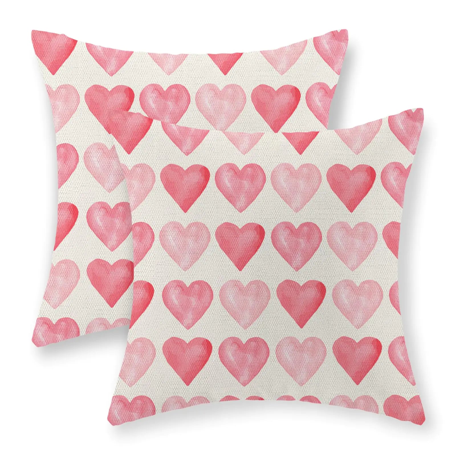 Valentines Day Pillow Covers 20x20 Set of 2 Valentines Decor Linen Pillowcase Pink Love Heart Valentines Throw Pillows Anniversary Mothers Day Decorative Outdoor Cushion Case for Sofa Couch