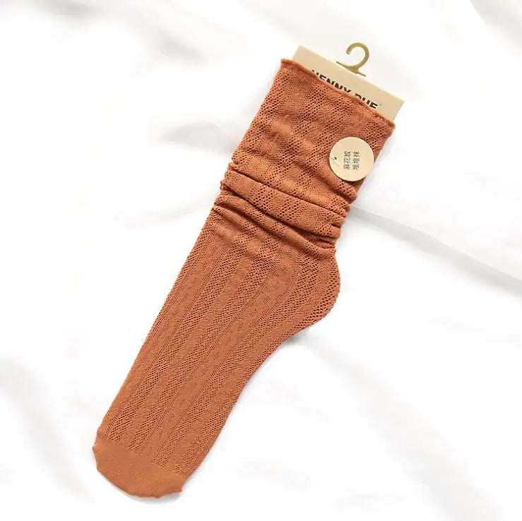 Hemp Pattern Elastic Wood Ears Women's Socks