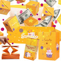 Surprise Gift Box Explosion for Money Unique Folding Bouncing Red Envelope Gift Box with Confetti Cash Explosion Luxury Gift Box for Mom Birthday Anniversary Valentine Proposal (15 Bounces) (Yellow)