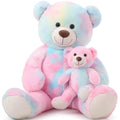 Tezituor Giant Teddy Bear Stuffed Animal 39in Large Teddy Bear Mommy with Baby Big Teddy Bear Stuffed Bear for Kids Girlfriend on Mothers Day Valentine Christmas Baby Shower Tie-dye Pink