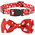 Valentine Dog Collar with Bowtie Heart Bow Tie Valentines for Large Medium and Small Dogs (Large Valentines White Hearts)