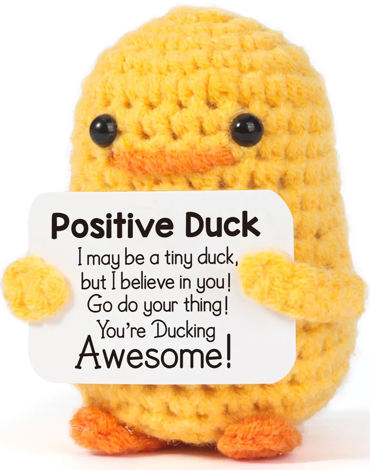 MBL Inspirational Crochet Positive Duck – Handmade Emotional Cheer Support Funny Pickle Potato Nuggets for Women Men Friends Coworkers Birthday Christmas Valentines Valentines Gift for Him Her