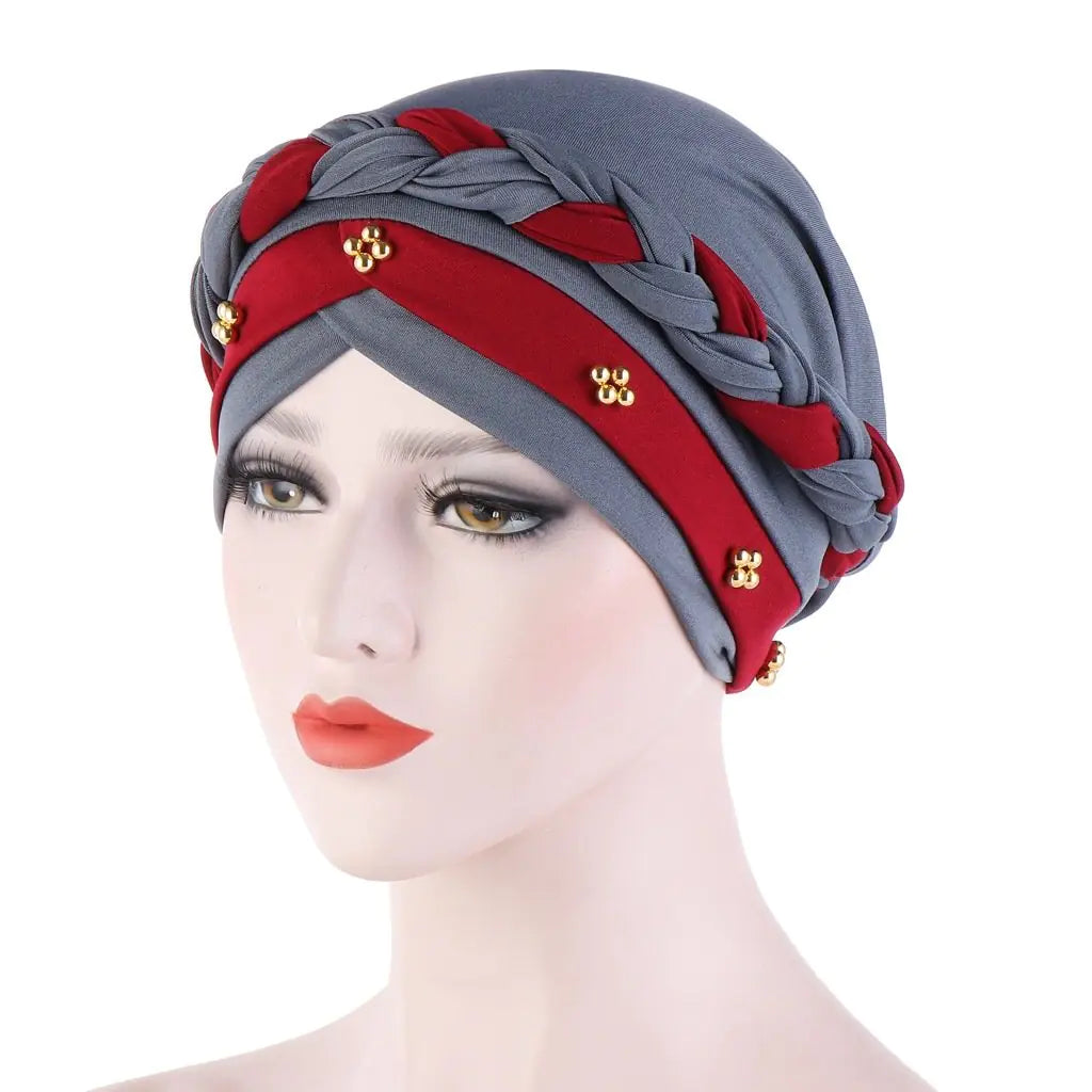 Multi-color Crystal Three-layer Hemp Turban Hat