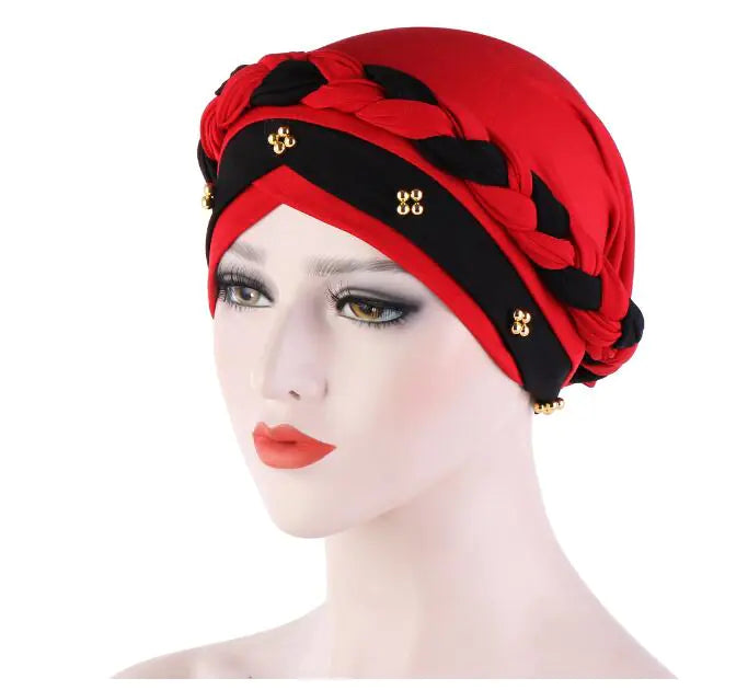 Multi-color Crystal Three-layer Hemp Turban Hat