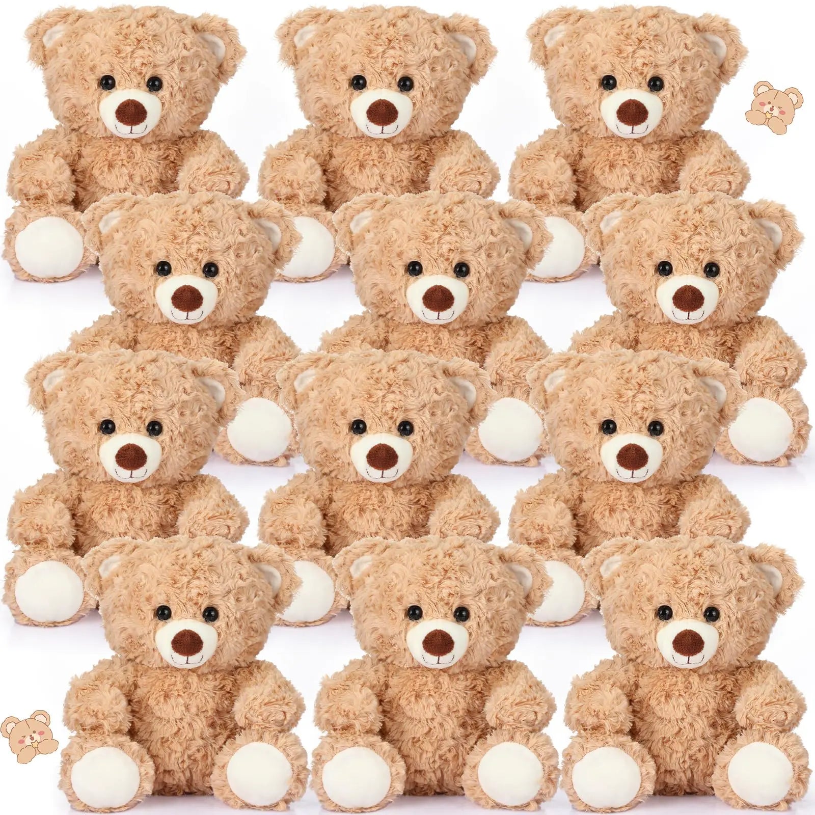Silipull 12 Pieces 8 Inch Bear Stuffed Animal Soft Stuffed Animals Stuffed Bear Plush Toys Bulk Bear Party Favors Bear Decorations for Valentine Birthday Baby Shower Party Gifts Supplies