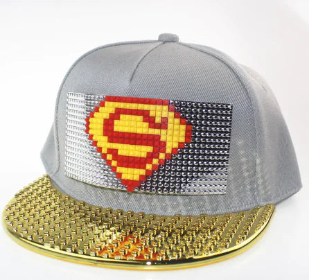DIY Pixelated LEGO Cap in Gold and Silver Colors