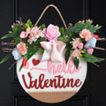 TEMPUS 16“ Valentines Day Door Sign Wooden Wreath with Roses Heart Berries and Buffalo Bow for Front Door Valentines Day Anniversary Wedding Party Dinner Indoor Outdoor Decor