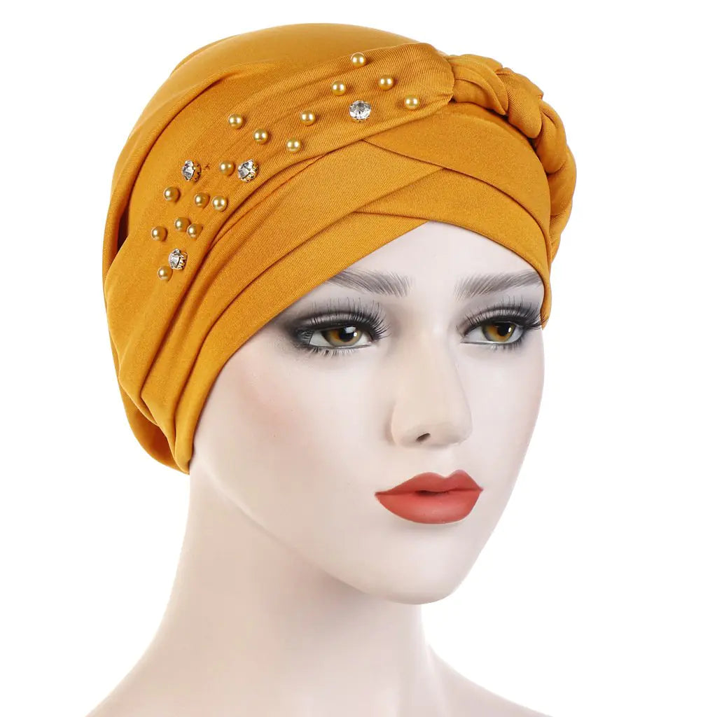Multi-color Crystal Three-layer Hemp Turban Hat