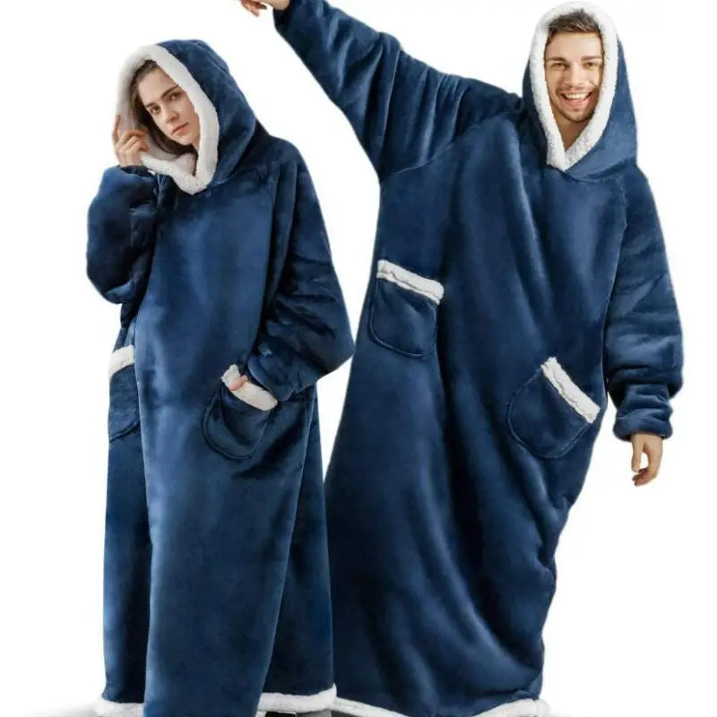 Cozy Flannel Blanket with Sleeves for Winter Comfort