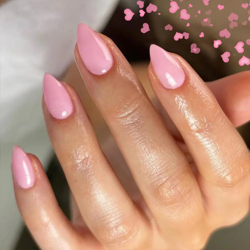 Valentine Nails KQueenest Baby Pink Press on Nails Short Almond 30 Pcs Spring Thick Fake Nails Short Acrylic Nails Press on Natural Fit Short Almond Nails Glue on Reusable Stick on Nails For Women