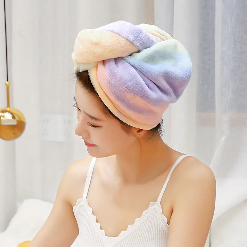 Rainbow Microfiber Bath Towel for Quick Drying Hair