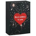 FairyHaus Gift Box with Lid for Presents Magnetic Birthday Wedding Valentine Gift Box with Shinny Print and Heart Decor Classic Black Gift Box for Women and Man Large 1Pack