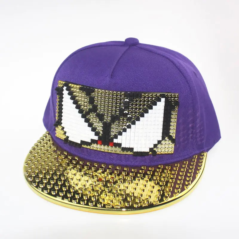 DIY Pixelated LEGO Cap in Gold and Silver Colors