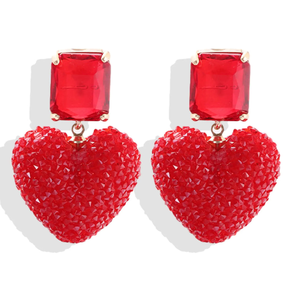 Heart Earrings Valentines Earrings for Women Rhinestone Heart Earrings Red Heart Earrings Dangle Pink Pearl Heart Earrings for Women Love Earrings Valentines Day Outfit Women Valentines Gifts