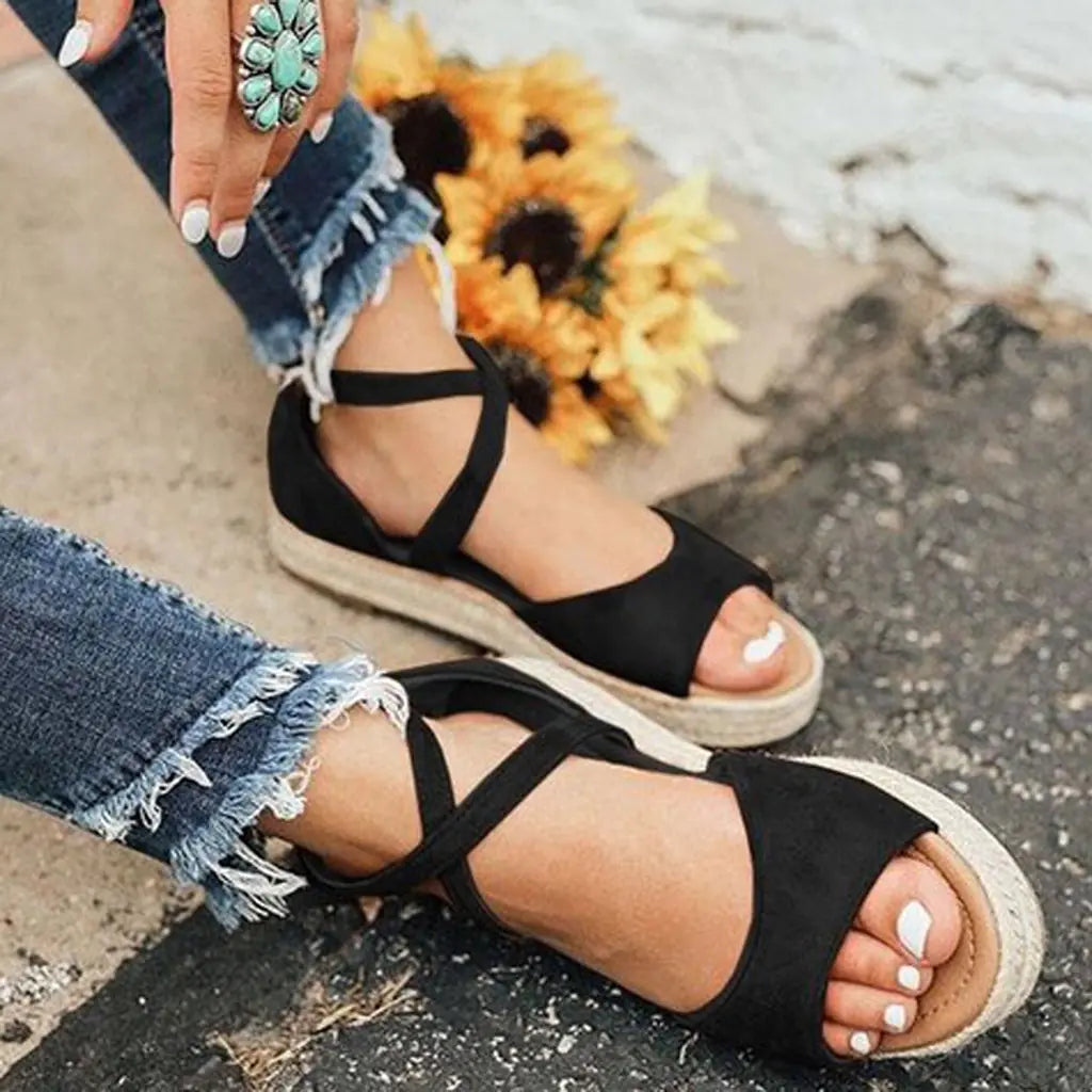 Hemp Rope Platform Fish Mouth Sandals