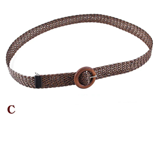 Women's Woven Hemp Belt with Decorative Design