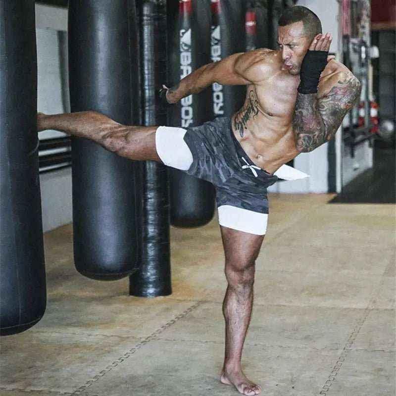Camo Jogging Workout Shorts for Men - 2-in-1 Design, Quick Dry, Comfortable Fit