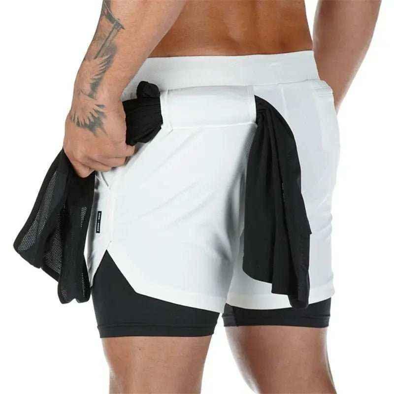 Camo Jogging Workout Shorts for Men - 2-in-1 Design, Quick Dry, Comfortable Fit