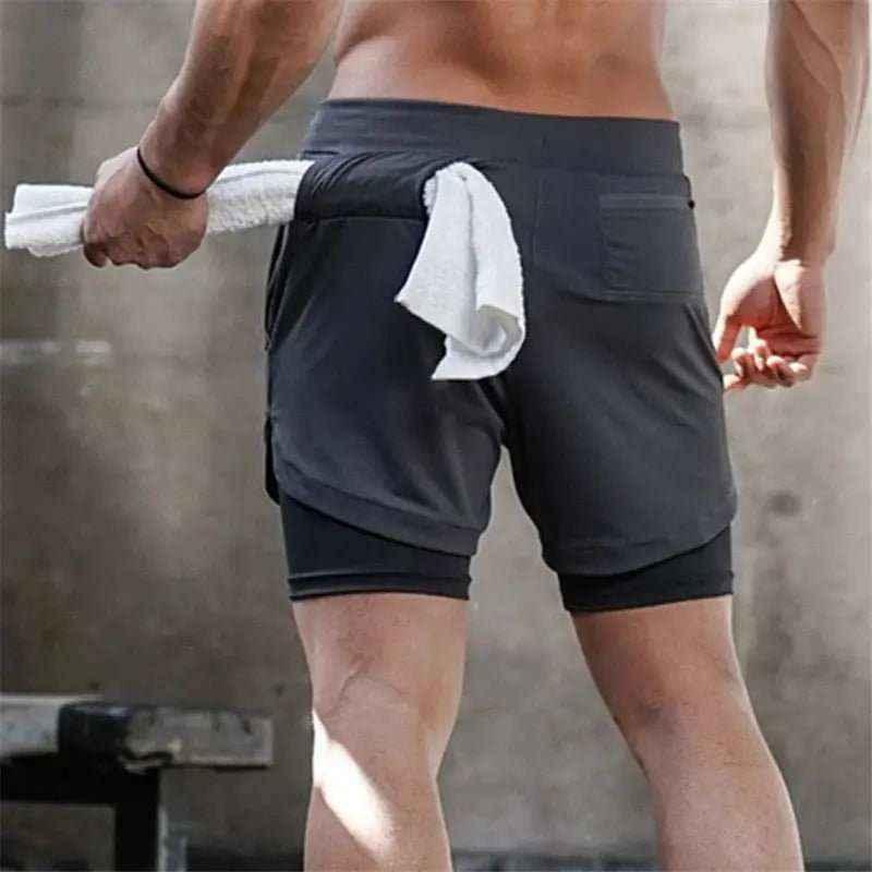 Camo Jogging Workout Shorts for Men - 2-in-1 Design, Quick Dry, Comfortable Fit