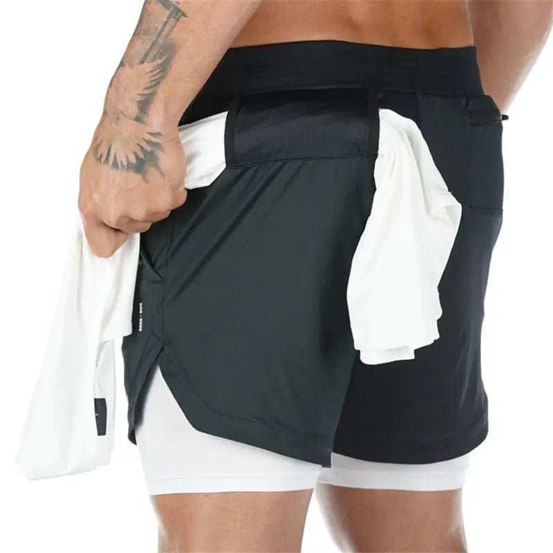 Camo Jogging Workout Shorts for Men - 2-in-1 Design, Quick Dry, Comfortable Fit