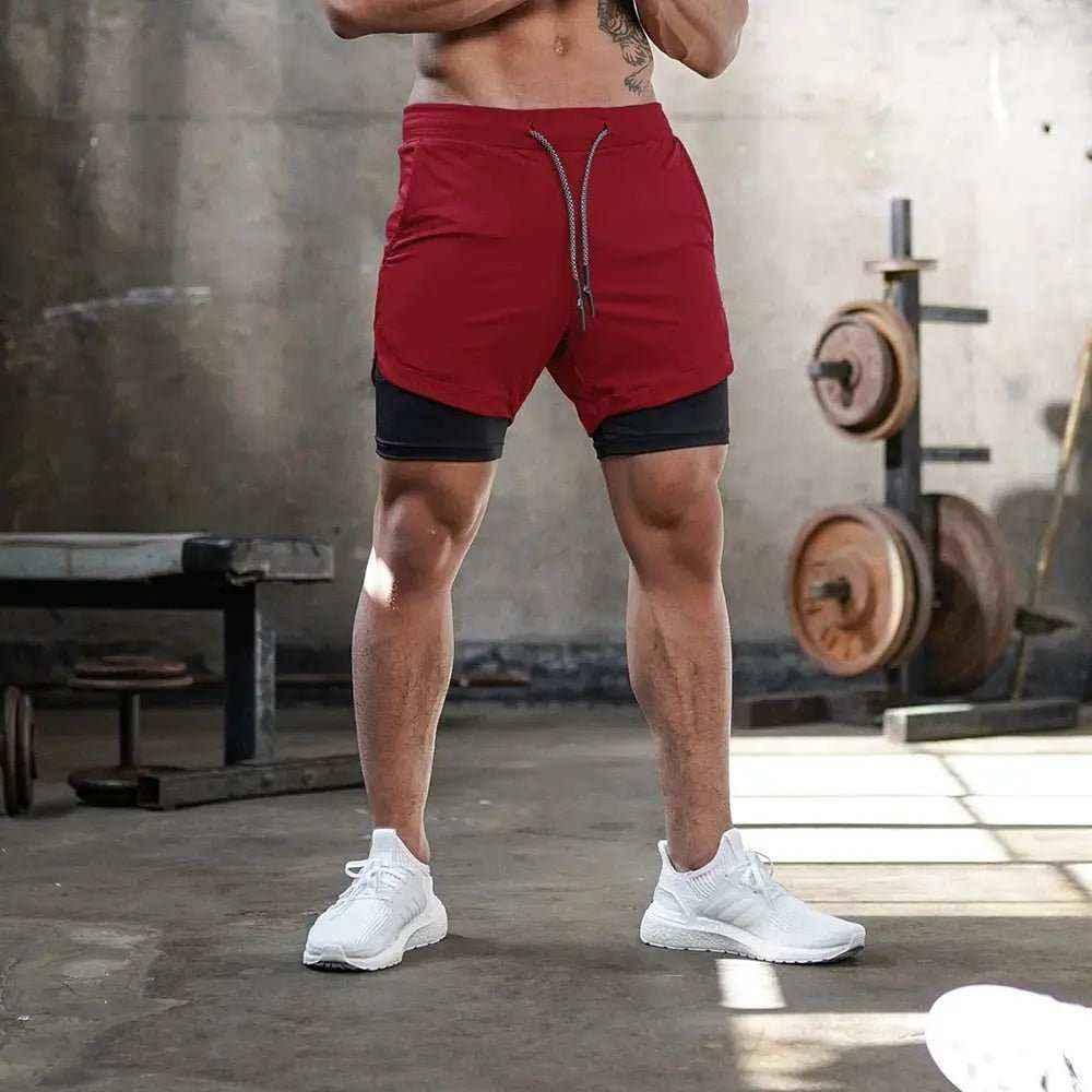 Camo Jogging Workout Shorts for Men - 2-in-1 Design, Quick Dry, Comfortable Fit