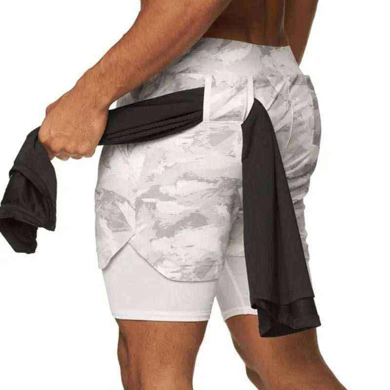 Camo Jogging Workout Shorts for Men - 2-in-1 Design, Quick Dry, Comfortable Fit