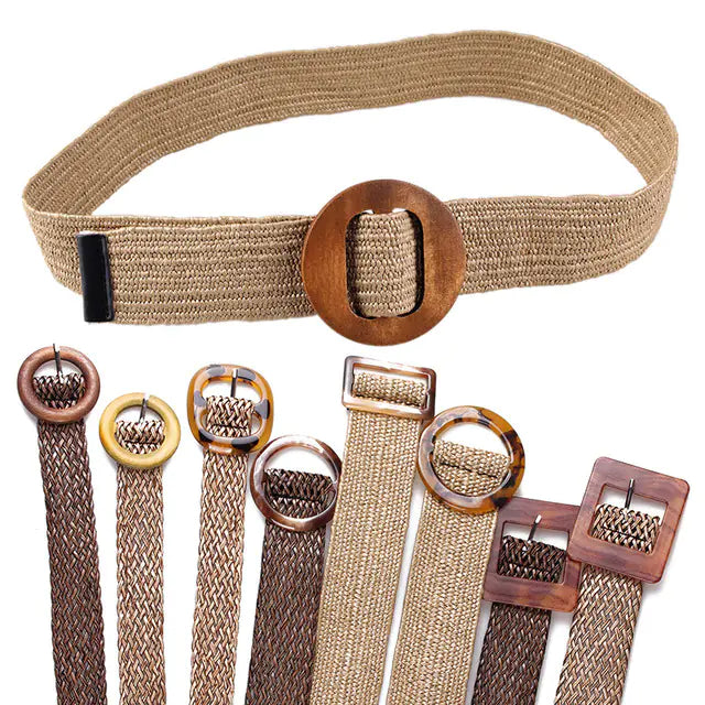 Women's Woven Hemp Belt with Decorative Design