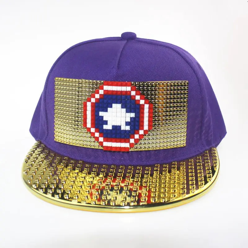 DIY Pixelated LEGO Cap in Gold and Silver Colors
