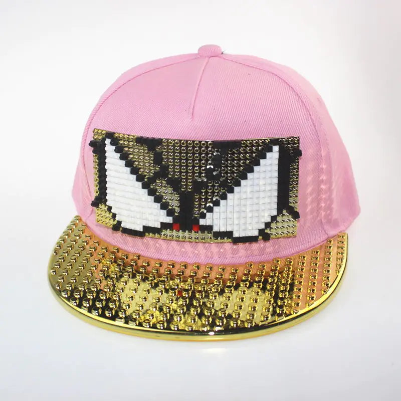 DIY Pixelated LEGO Cap in Gold and Silver Colors