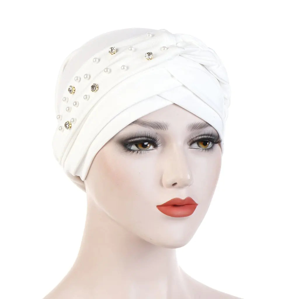 Multi-color Crystal Three-layer Hemp Turban Hat