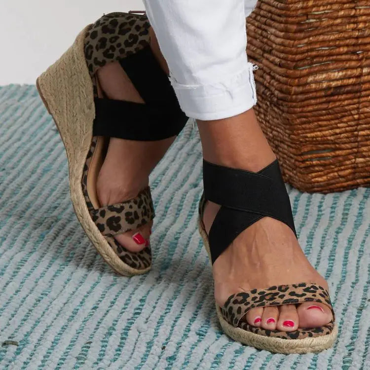 Plus Size Women's Wedge Heel Hemp Rope Sandals