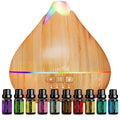 Essential Oil Diffusers for Home with Top 10 Oil Diffuser Gift Sets 550ml Aroma Diffuser for Essential Oils Large Room Ultrasonic Cool Mist Diffuser Auto Shut-Off 4 Timers 15 Colors (Yellow)