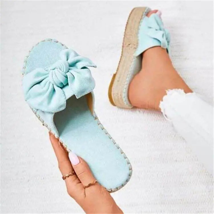 Plus Size Women's Hemp Rope Bow Sandals