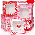 MIMIND 24 Packs Valentines Day Cookie Boxes 10 x 10 x 2.5 Inches Heart Bakery Treat Boxes with PVC Window Cupcake Treat Boxes with Heart Cards Valentine Favors for Wedding Cooking Party
