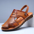 Men Leather Open-Toe Sandals - Dual Use, Black - Sizes BRA36 to BRA46