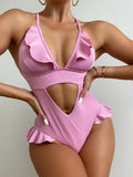 2 Pieces Swimsuit For Women Summer Beach Bikini With Floral Print & Mesh Cover-Up