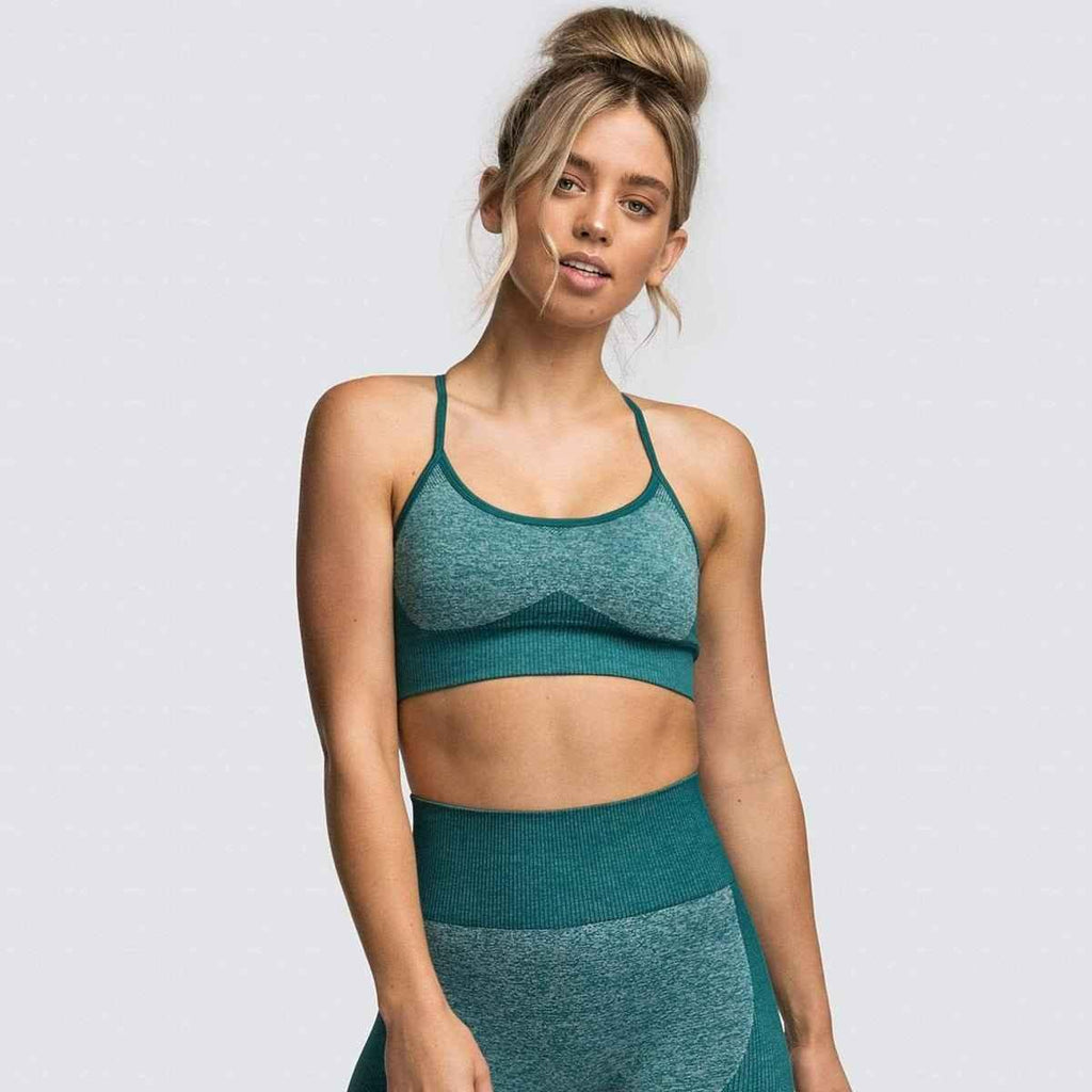 2 Piece Set Seamless Gym Wear Leggings for Women with Breathable Yoga Bra - High Quality Activewear