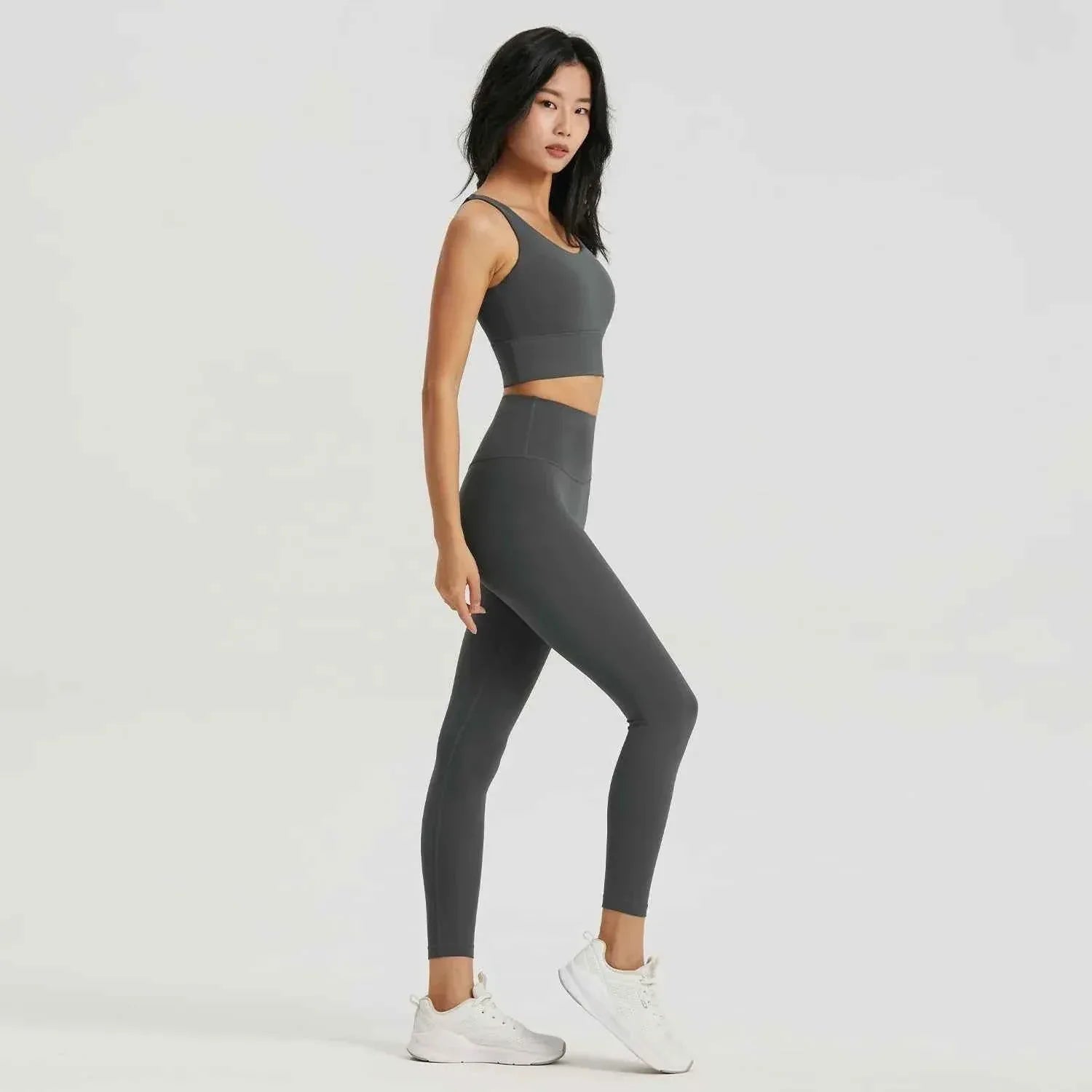 Gym Outfit High Waist Yoga Leggings for Women with Phone Pockets & U Back Sports Bra Set