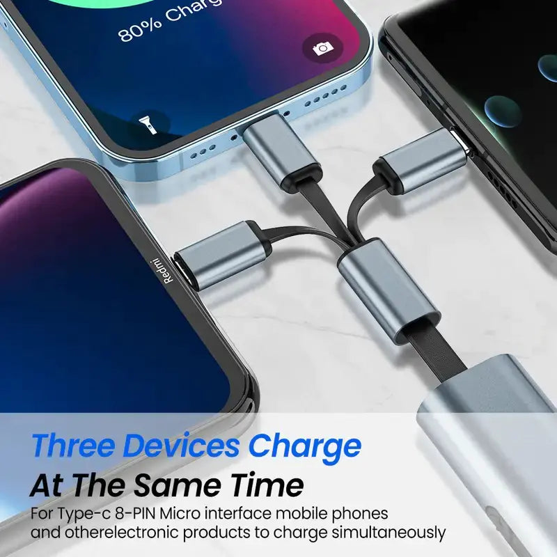 Portable Telescopic Data Cable - Type-C, Micro, Apple