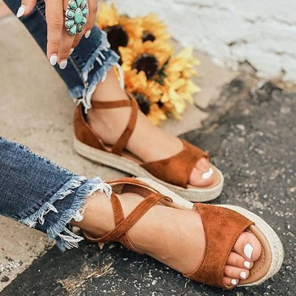 Hemp Rope Platform Fish Mouth Sandals