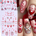 Heart Nail Stickers for Nail Art Valentines Cupid Rose Nail Decals 8PCS 3D Self-Adhesive Valentine Car Letter Love Heart Nail Art Design Supplies Red Heart Nail Stickers for Women Nail Art Decorations