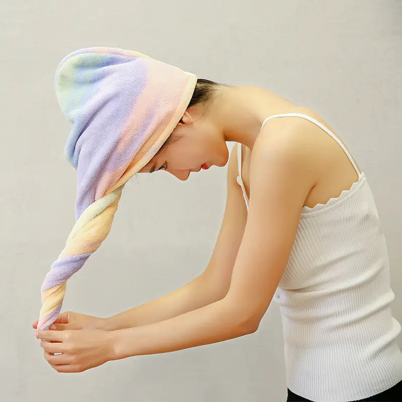 Rainbow Microfiber Bath Towel for Quick Drying Hair