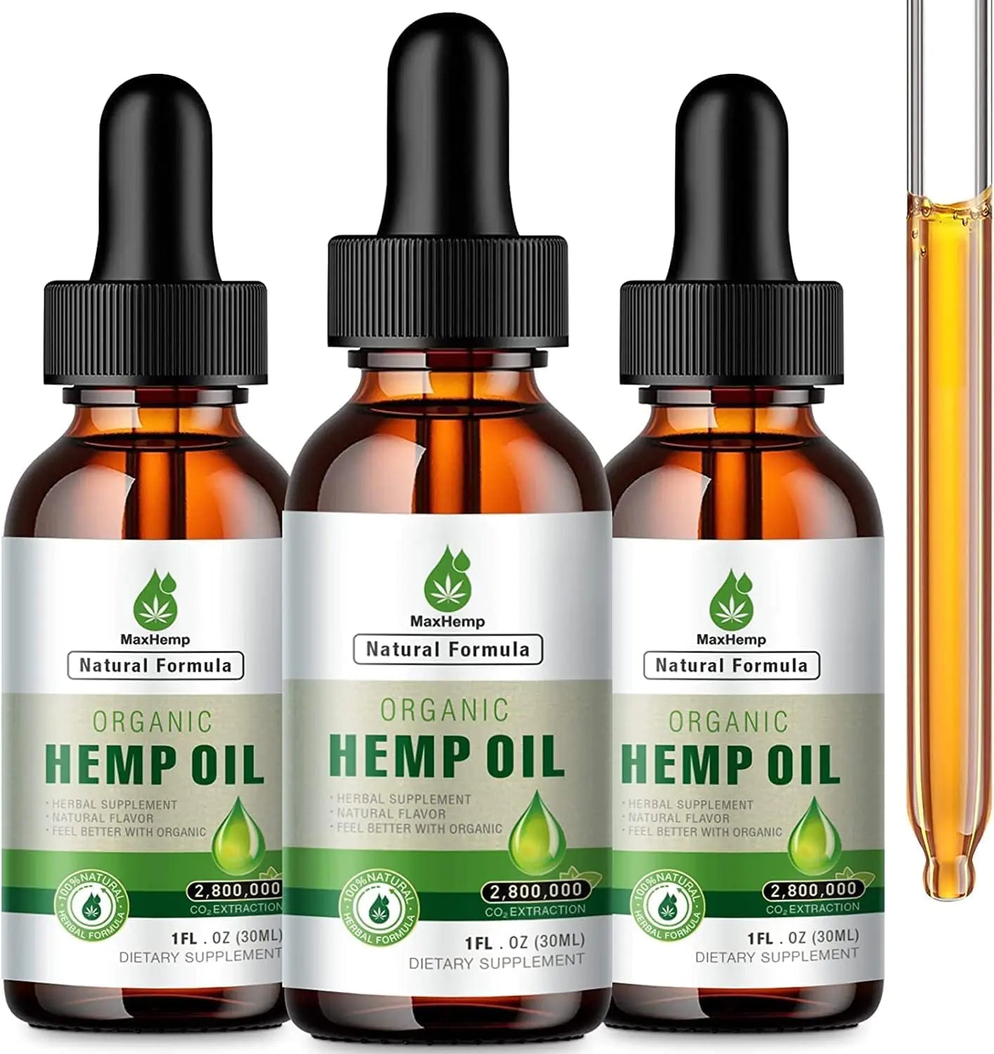 (3 Pack) Hemp Oil Organic Premium 100% Natural Hemp Drops Tincture Hemp Oils with Vegan Non GMO Grown Made in USA Omega 3 6 9(Natural)