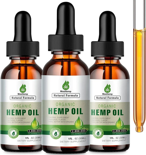 (3 Pack) Hemp Oil Organic Premium 100% Natural Hemp Drops Tincture Hemp Oils with Vegan Non GMO Grown Made in USA Omega 3 6 9(Natural)