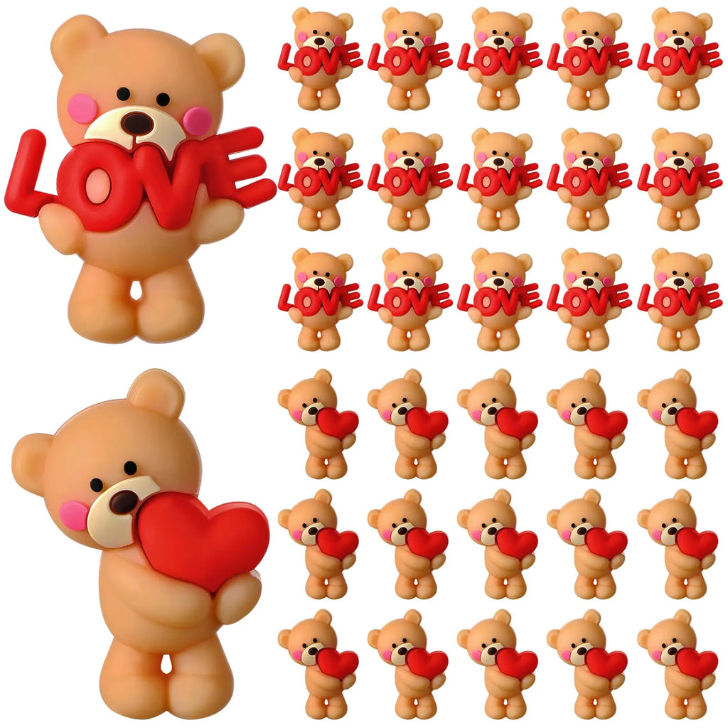 Liliful 36 Pcs Valentines Day Bear Miniature Bulk Mini Bear Tabletop Collectible Bear Toy Gifts Tiny Bear with Heart I Love You for Valentines Gift Wedding Birthday Baby Shower Party Supplies