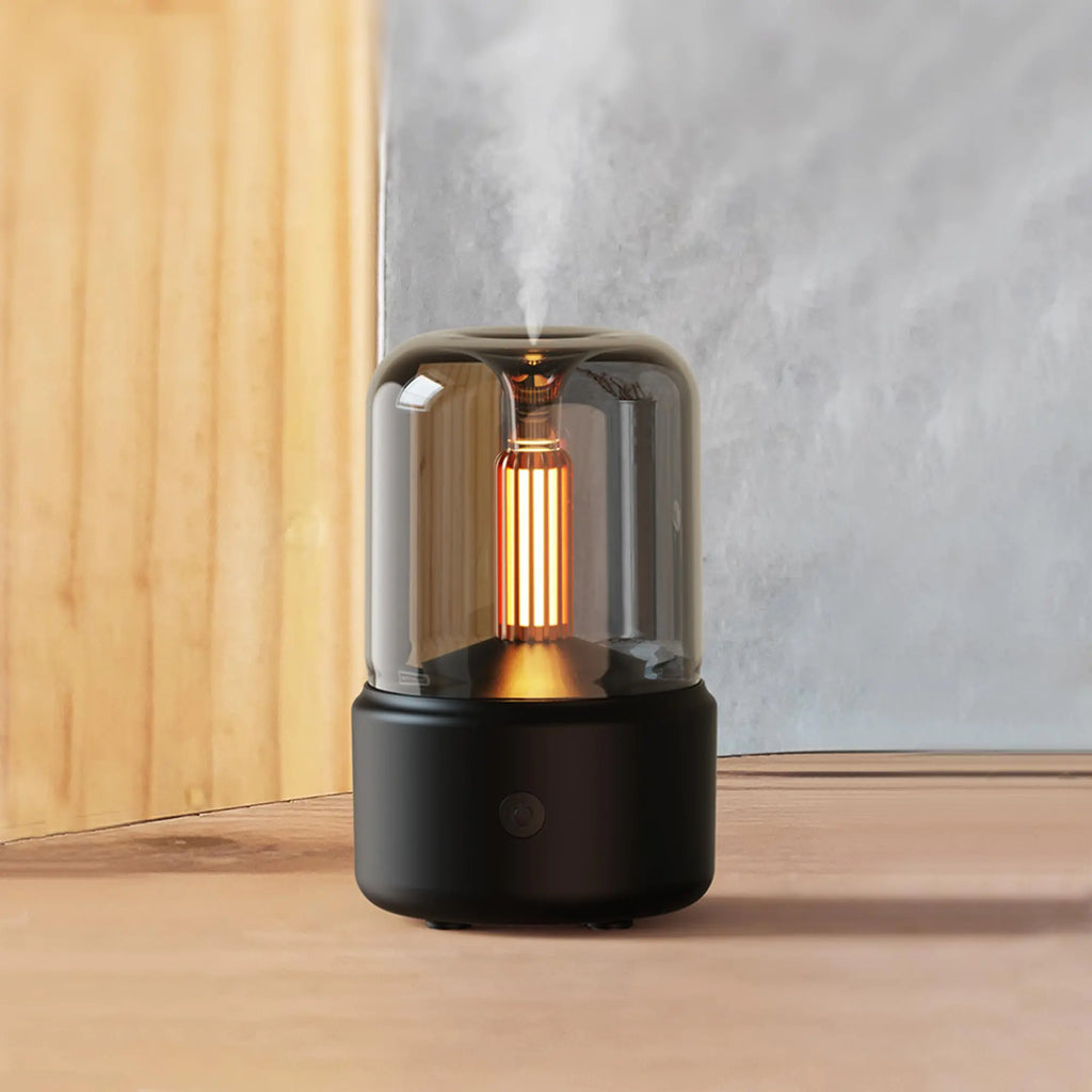 Essential Oil Diffuser 150ml Aromatherapy Diffuser with Auto Shut-Off Function Ultrasonic Diffusers for Essential Oils Cool Mist Humidifier with Warm Lights for Home&Office-Black