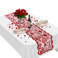 Valentines Table Runner Red Lace Table Runner Valentines Day Decorations Romantic Valentine Lace Heart Table Runner for Wedding Anniversary Party Home Kitchen Dining Table Decoration 13 x 72 Inch